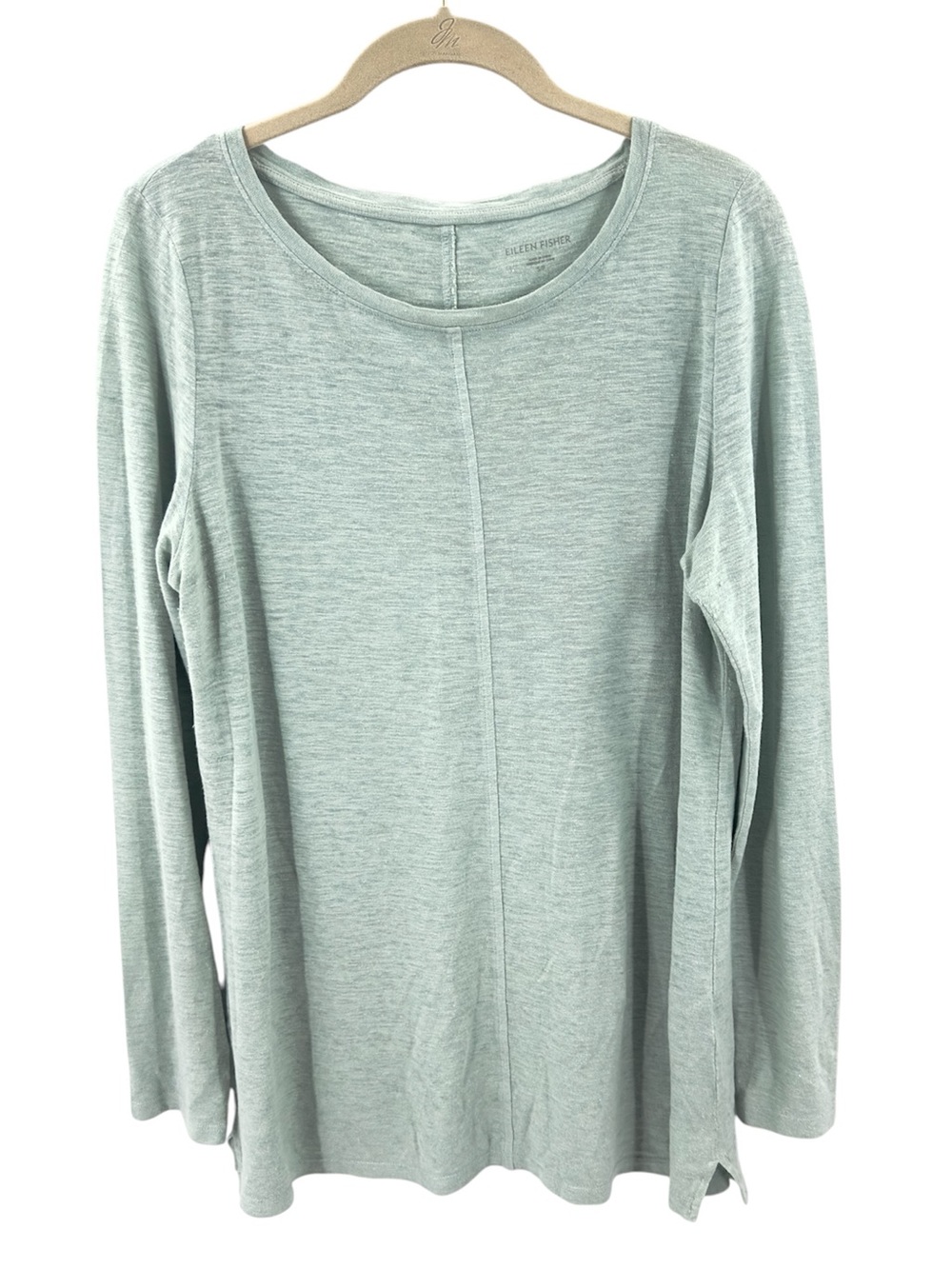 Eileen Fisher Hemp Organic Cotton Long Sleeve Tunic Top Green Size Small